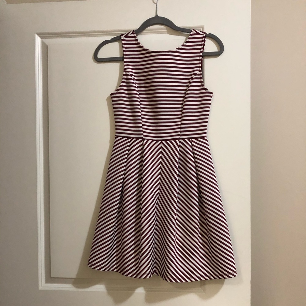 Red and White Stripe Sleeveless Dress